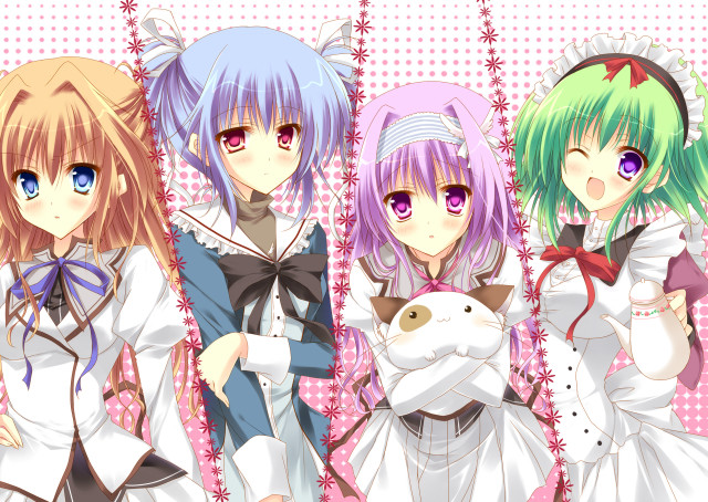 Anime girls pink background stars #2 free wallpaper for desktop - medium preview image