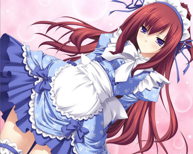 Woman blue dress red hair #3 free wallpaper - medium preview image