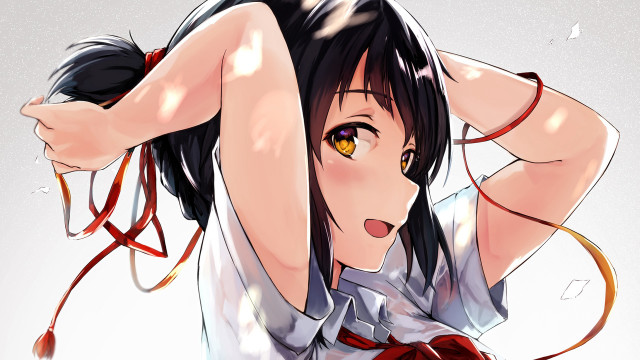 Woman tie shirt chest shoulder free wallpaper - medium preview image