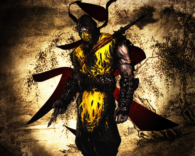 Man yellow black costume swords free wallpaper - medium preview image