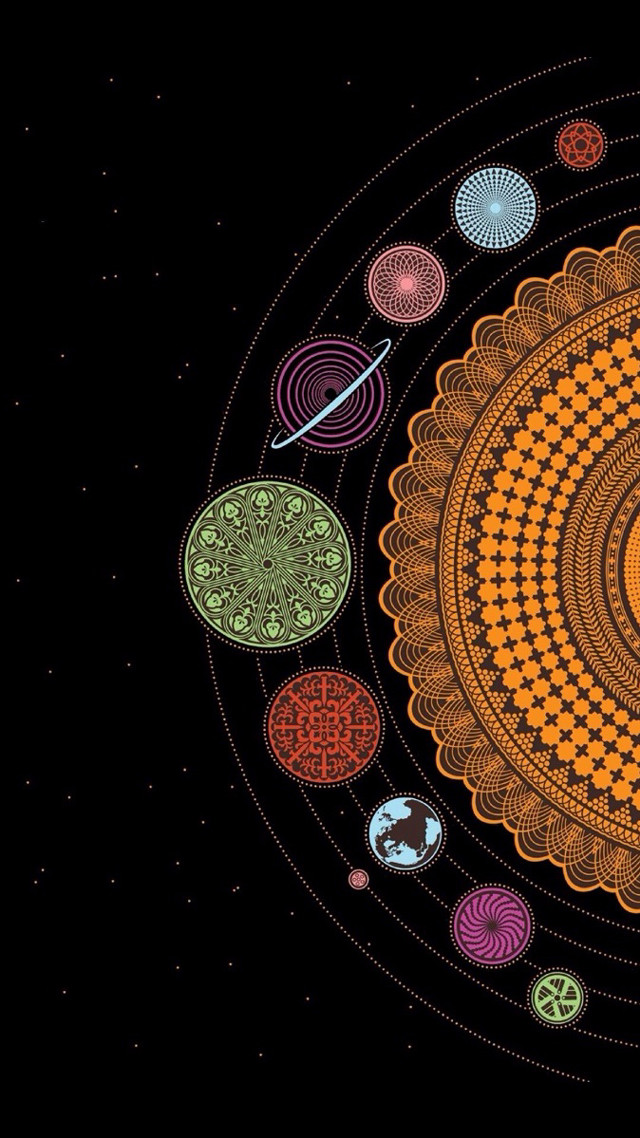 Circular pattern colored objects black free wallpaper - medium preview image
