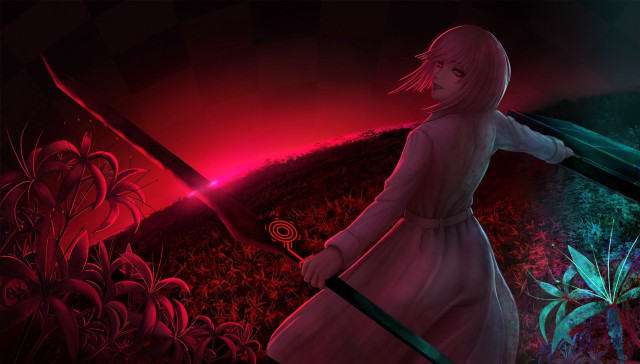 Girl white dress sword flower free wallpaper - medium preview image