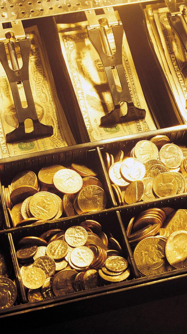 Gold coins display case scissors free wallpaper - medium preview image