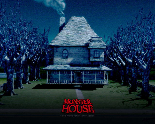 Creepy house smoke stack tree free wallpaper - medium preview image