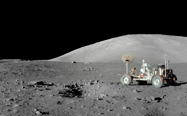Moon vehicle satellite dish landscape free wallpaper - medium preview image