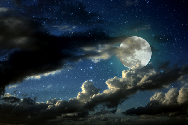 Full moon clouds stars night #2 free wallpaper - medium preview image