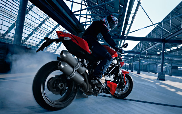 Man riding red motorcycle night free wallpaper - medium preview image