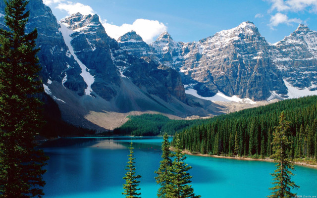 Mountain lake trees snow covered #2 free wallpaper - medium preview image