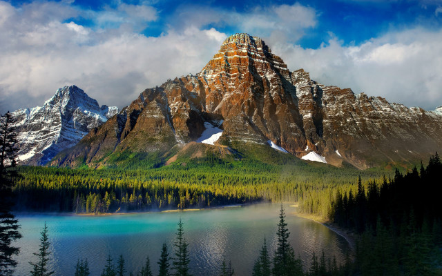 Mountain range lake trees foreground #6 free wallpaper - medium preview image