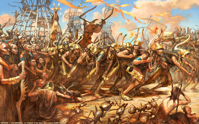 People armor spears group painting free wallpaper - medium preview image