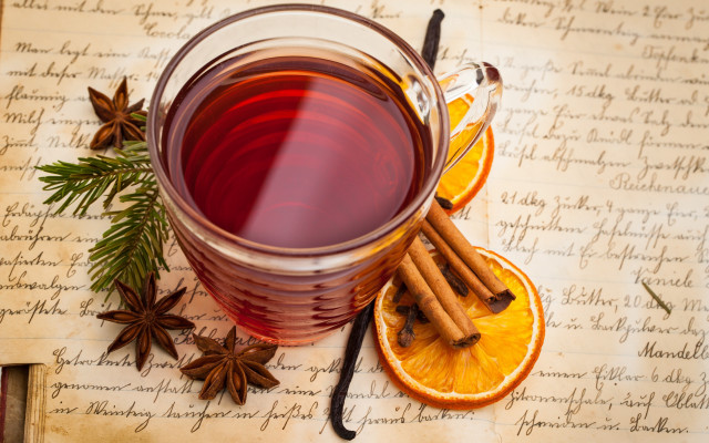 Cup tea cinnamon orange slice free wallpaper - medium preview image