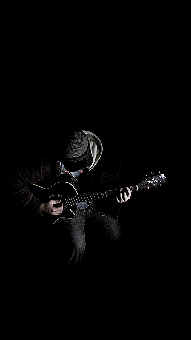 Man hat guitar dark black free wallpaper - medium preview image