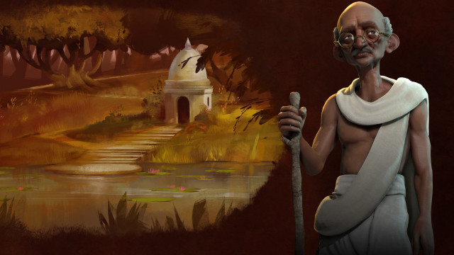 Man stick painting house lake free wallpaper - medium preview image