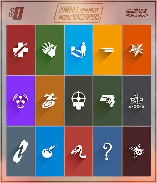 Colored squares symbols long shadow free wallpaper - medium preview image