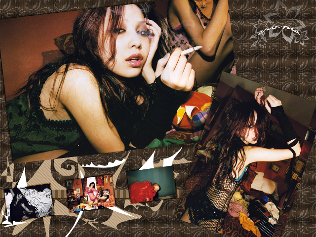 Woman smoking man cigarette collage free wallpaper - medium preview image