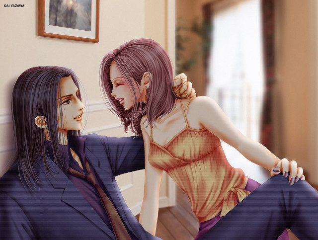 Anime couple sitting room picture free wallpaper - medium preview image