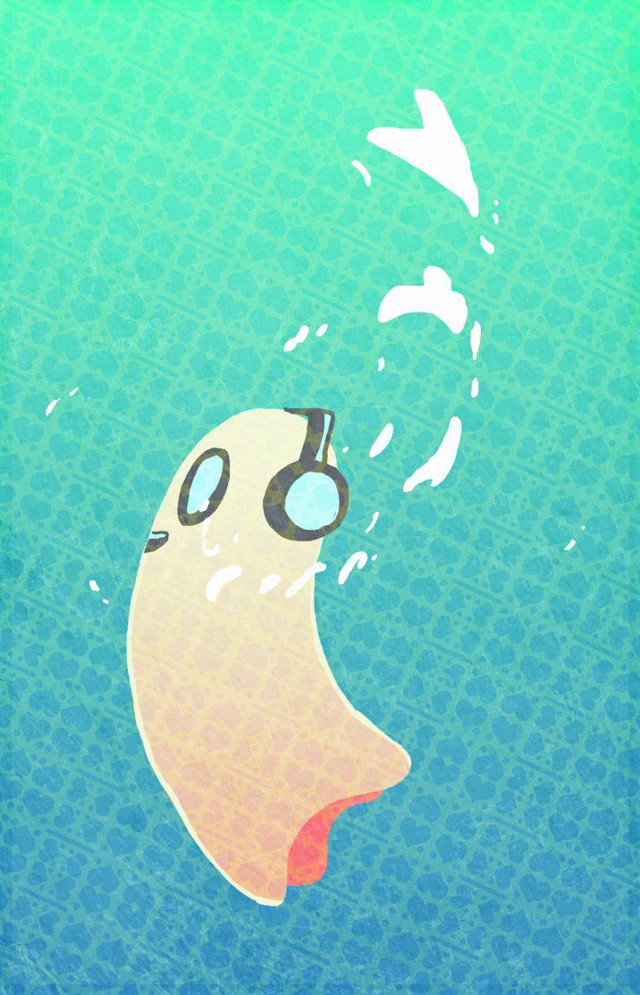 Cartoon character headphones floating water free wallpaper - medium preview image