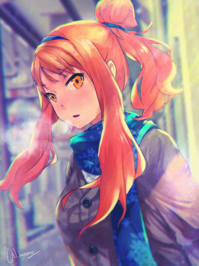 Girl red hair ponytail hallway free wallpaper - medium preview image