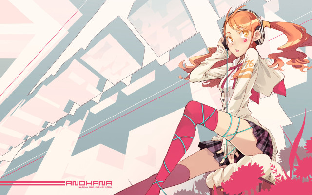Girl skirt boots headphones jacket free wallpaper - medium preview image