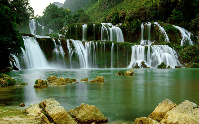 Waterfall rocks forest nature river free wallpaper - medium preview image