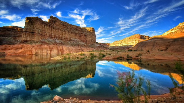 Lake mountains blue sky clouds #12 free wallpaper - medium preview image