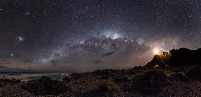Night sky stars mountain lighthouse #2 free wallpaper - medium preview image
