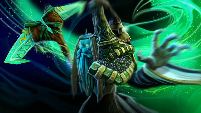 Man holding green objects painting free wallpaper - medium preview image