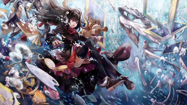 Woman horse water debris ride free wallpaper for desktop - medium preview image