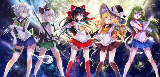 Anime girls space background stars #3 free wallpaper - medium preview image
