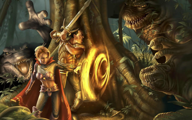 Man red cape tree sword free wallpaper - medium preview image