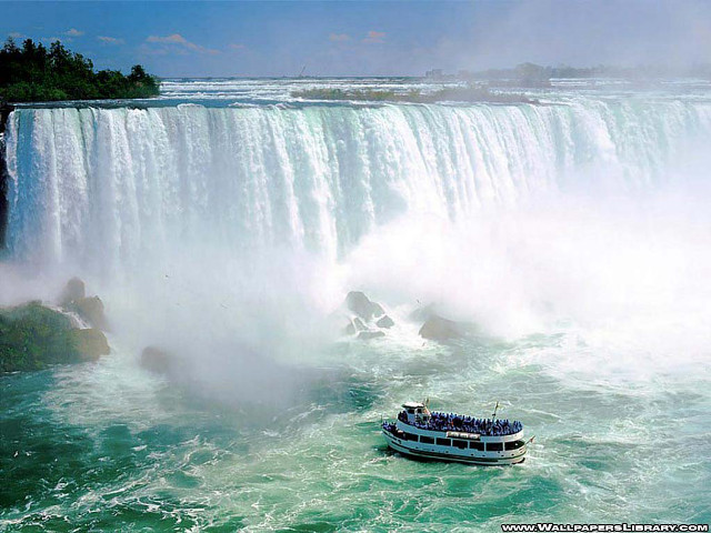 Boat water waterfall near boat free wallpaper - medium preview image