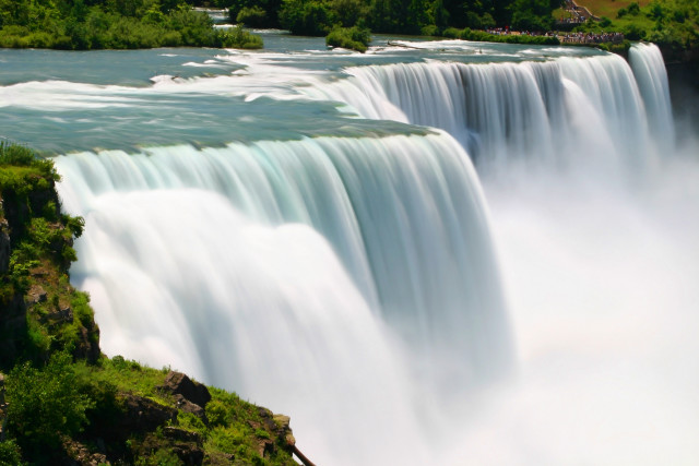 Waterfall river forest bridge nature free wallpaper - medium preview image