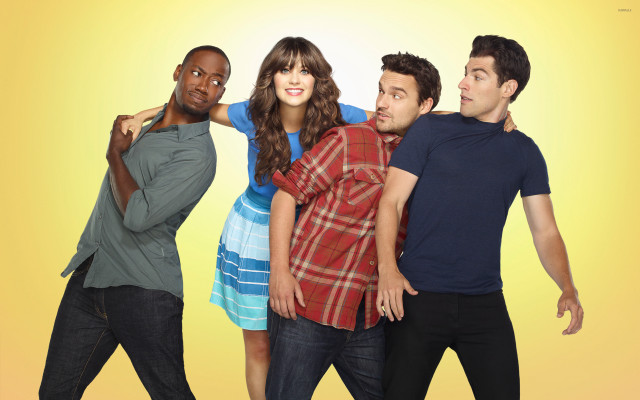 Group people standing yellow background free wallpaper - medium preview image