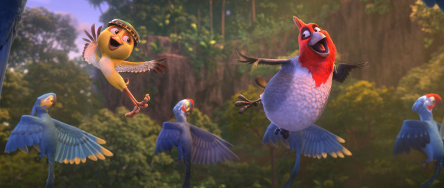 Birds flying forest trees bushes free wallpaper - medium preview image
