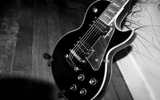 Black white guitar table wallpaper free wallpaper - medium preview image
