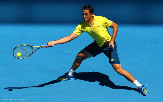 Man yellow shirt tennis blue free wallpaper - medium preview image