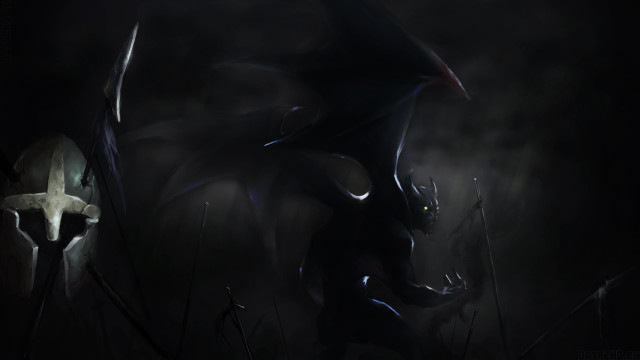 Demon skull dark fog light free wallpaper - medium preview image