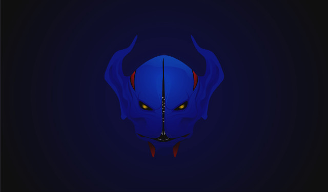 Blue alien yellow eyes horns free wallpaper - medium preview image