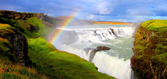 Rainbow waterfall ocean sky above free wallpaper - medium preview image
