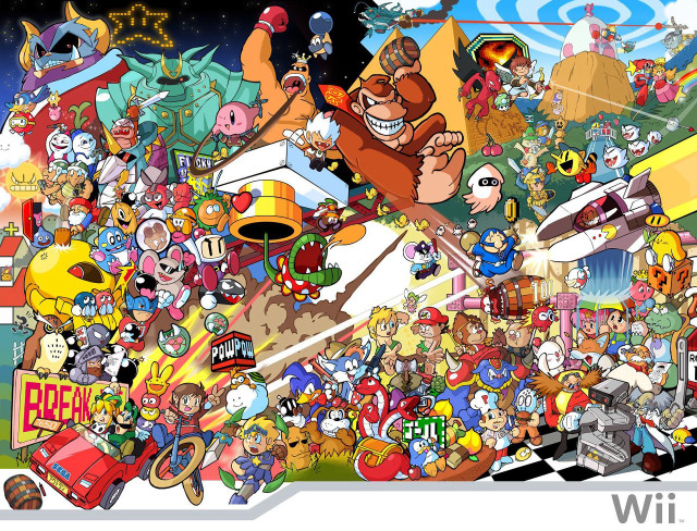 Cartoon characters game scene crowd free wallpaper - medium preview image