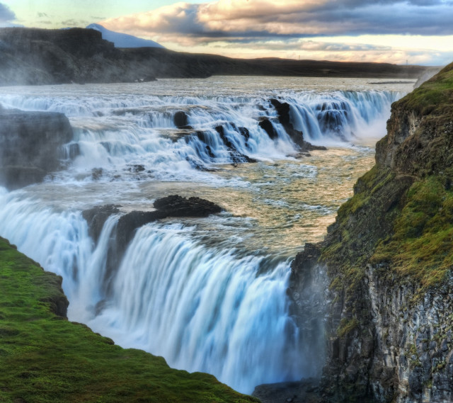 Waterfall grassy cliff body of free wallpaper - medium preview image