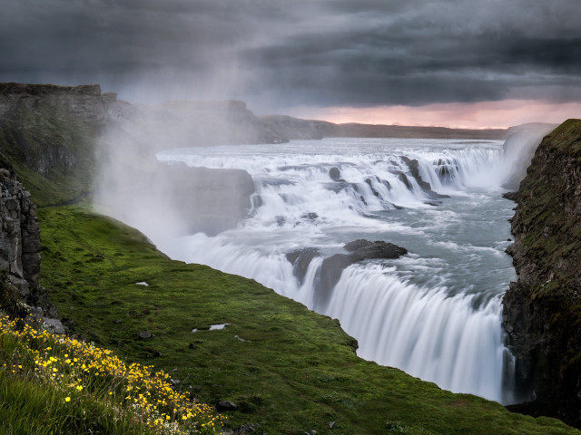 Waterfall abundance green field nature #2 free wallpaper - medium preview image