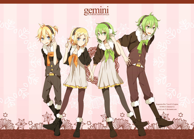 Anime characters pink background flowers free wallpaper for desktop - medium preview image
