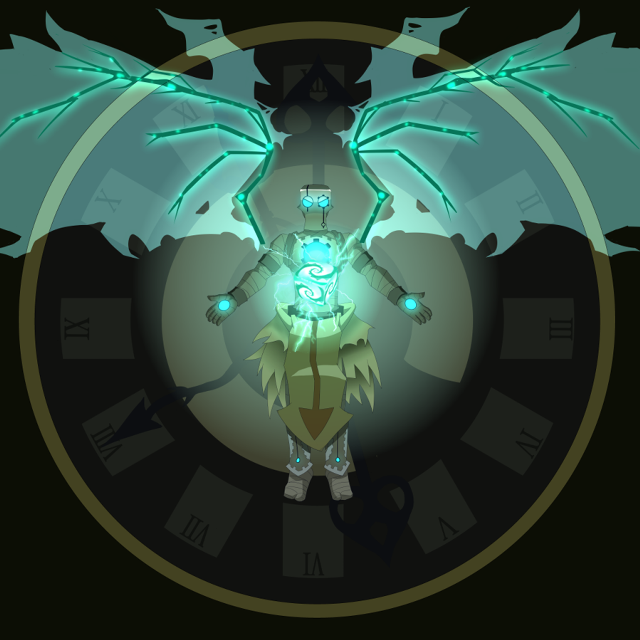 Clock cartoon character glowing wings free wallpaper - medium preview image
