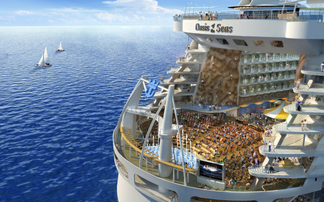 Cruise ship crowd deck sailboat free wallpaper - medium preview image