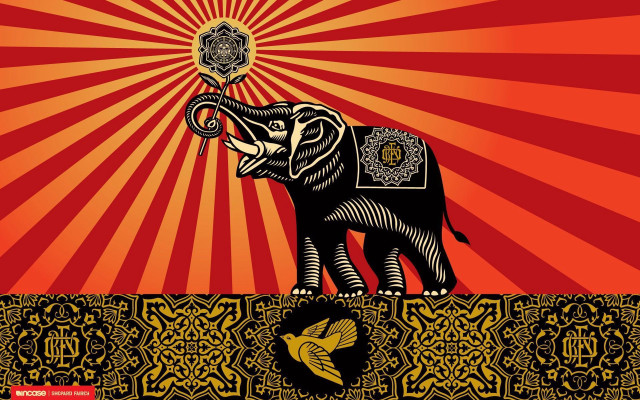 Elephant decorative sunburst background fish free wallpaper - medium preview image