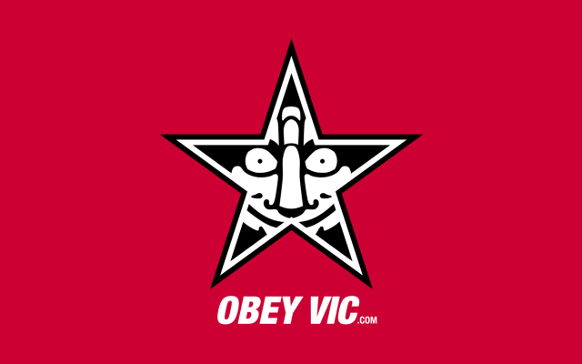 Red black star face obey free wallpaper - medium preview image