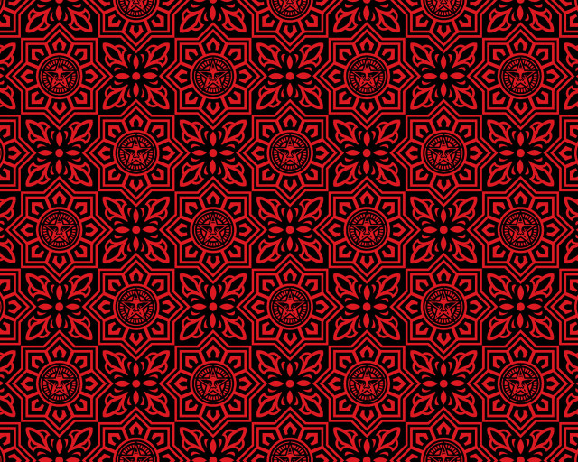 Red black maze flower pattern free wallpaper - medium preview image