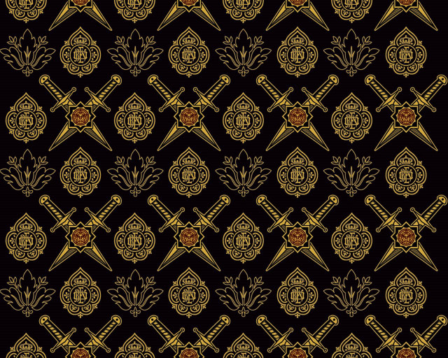 Swords shield pattern black gold free wallpaper - medium preview image