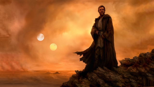 Bald man sunset cliff fire free wallpaper - medium preview image